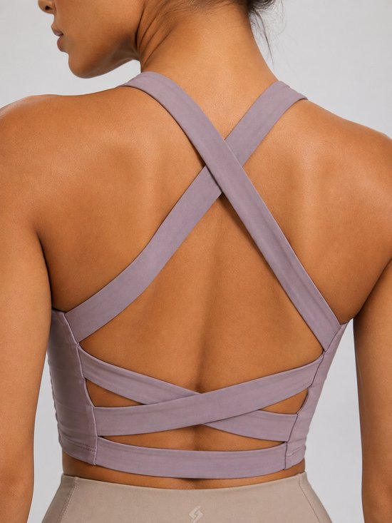 SparkNine Sculptactive sporttop - met ingebouwde sportbeha - verwijderbare pads - XXL - paars - high impact ondersteuning - kruisrug - ademend & stijlvol