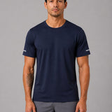 SparkNine Ironlite sport t-shirt heren met reflecterende strepen - S - blauw - zweetbestendig - lichtgewicht & sneldrogend
