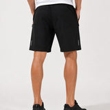 SparkNine Apex fitnesshort - sportbroek - met ritszakken - S - zwart - functioneel - sneldrogend & ademend - elastische band met trekkoord