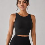 SparkNine Supportflex Sporttop met Built-in Bra - uitneembare pads - XS - zwart - sport bh - met hoge ondersteuning - cropped