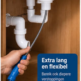 Ontstoppingsveer 5 Meter – Trekveer voor Afvoer – Rioolveer voor Verstopte Leidingen – Flexibele Afvoer Ontstopper – Voor Gootsteen, Douche & Afvoer