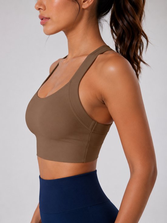 SparkNine Adapt verstelbare sport bh - XL - bruin - super zacht & comfortabel - criss-cross bandjes - ademend - zonder pads