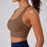 SparkNine Adapt verstelbare sport bh - XL - bruin - super zacht & comfortabel - criss-cross bandjes - ademend - zonder pads