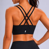 SparkNine Elevate sport-bh - L - zwart - gekruiste rug - push-up effect - stevige ondersteuning - met uitneembare pads