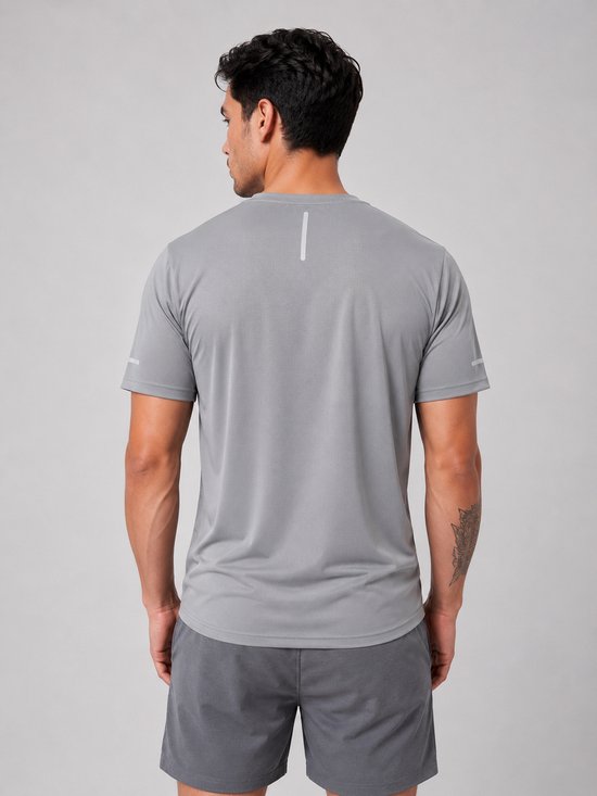 SparkNine Ironlite sport t-shirt heren met reflecterende strepen - XXL - grijs - zweetbestendig - lichtgewicht & sneldrogend