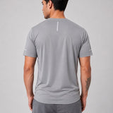 SparkNine Ironlite sport t-shirt heren met reflecterende strepen - XXL - grijs - zweetbestendig - lichtgewicht & sneldrogend