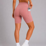SparkNine Softflow korte sportbroek - met zakken - zachte stof - XXL - roze - dames short - half lang - fietsshort