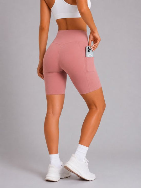 SparkNine Softflow korte sportbroek - met zakken - zachte stof - XXL - roze - dames short - half lang - fietsshort