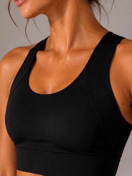 SparkNine Coreshield sportbeha - met ingebouwde pads - L - zwart - push-up sport-bh - high impact ondersteuning - push-up - ademend