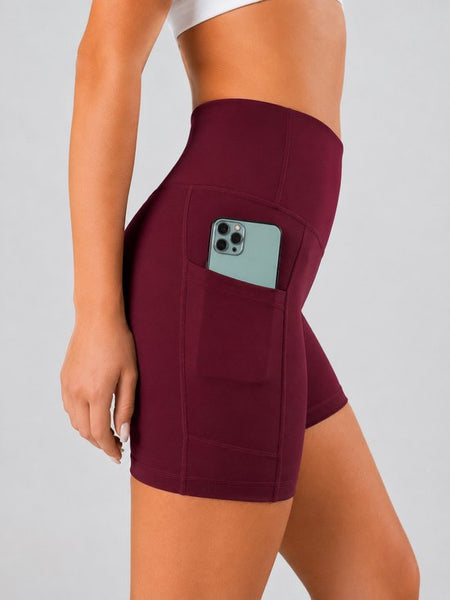 SparkNine Ease short - met handige zakken - S - rood - korte broek - hoge taille - slim fit - ademend - sportshort