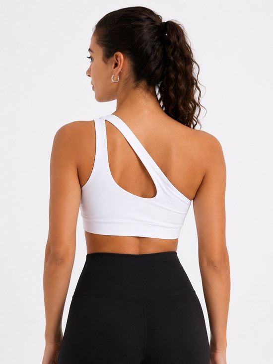 SparkNine Flexchic push-up sport-bh - met hoge ondersteuning - M - wit - één schouder sporttop - stevig & stijlvol