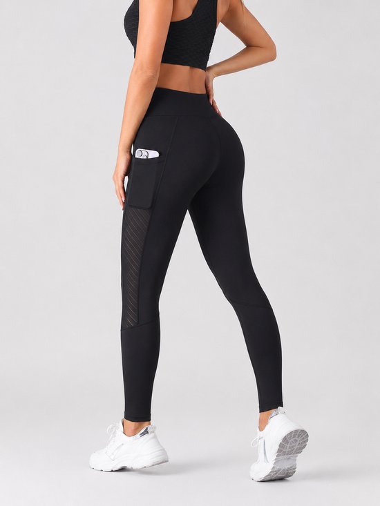 SparkNine Novaflex sportlegging dames - stijlvol & ademend - met zakken - XL - zwart - mesh panelen - elastisch - squatproof