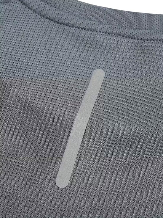 SparkNine Ironlite sport t-shirt heren met reflecterende strepen - M - grijs - zweetbestendig - lichtgewicht & sneldrogend