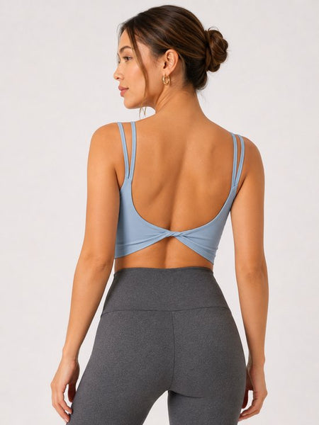 SparkNine Effortless crop top - met verwijderbare vulling - twist back - stijlvol & ademend