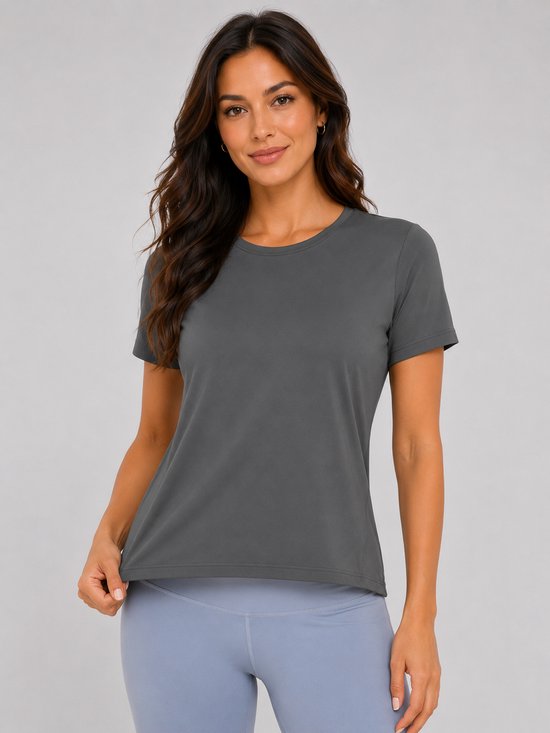 SparkNine Vital sport T-shirt - XL - grijs - open rug & mesh details - sporttop - gekruist design - luchtig & sneldrogend