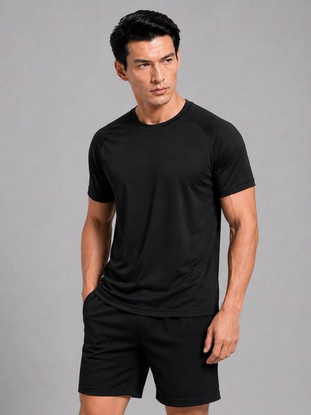 SparkNine Pulsegear sport t-shirt - heren - sneldrogend & ademend - L - zwart - lichtgewicht - ideaal voor trainen, rennen & fitness