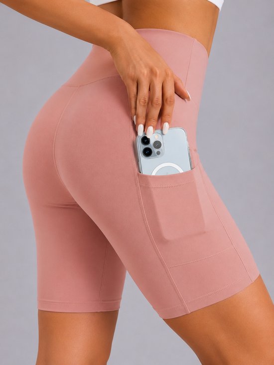 SparkNine Softflow korte sportbroek - met zakken - zachte stof - XXL - roze - dames short - half lang - fietsshort