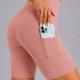 SparkNine Softflow korte sportbroek - met zakken - zachte stof - XXL - roze - dames short - half lang - fietsshort