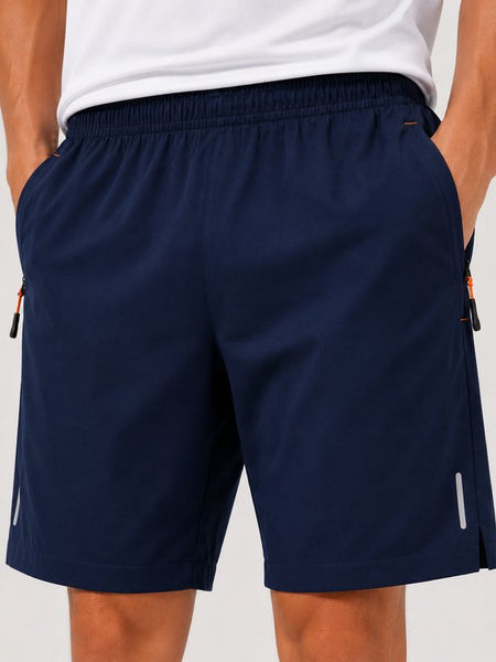 SparkNine Apex fitnesshort - sportbroek - met ritszakken - S - blauw - functioneel - sneldrogend & ademend - elastische band met trekkoord