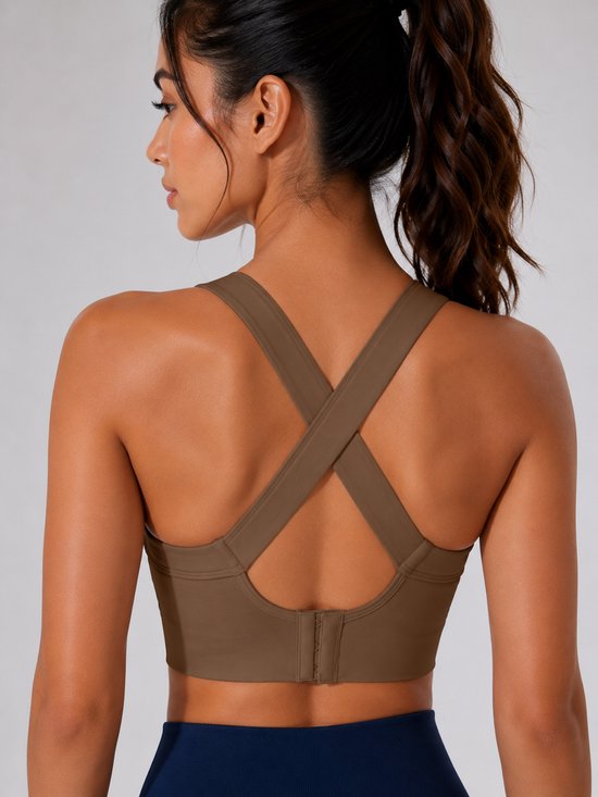 SparkNine Adapt verstelbare sport bh - XL - bruin - super zacht & comfortabel - criss-cross bandjes - ademend - zonder pads