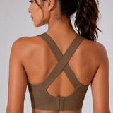 SparkNine Adapt verstelbare sport bh - XL - bruin - super zacht & comfortabel - criss-cross bandjes - ademend - zonder pads