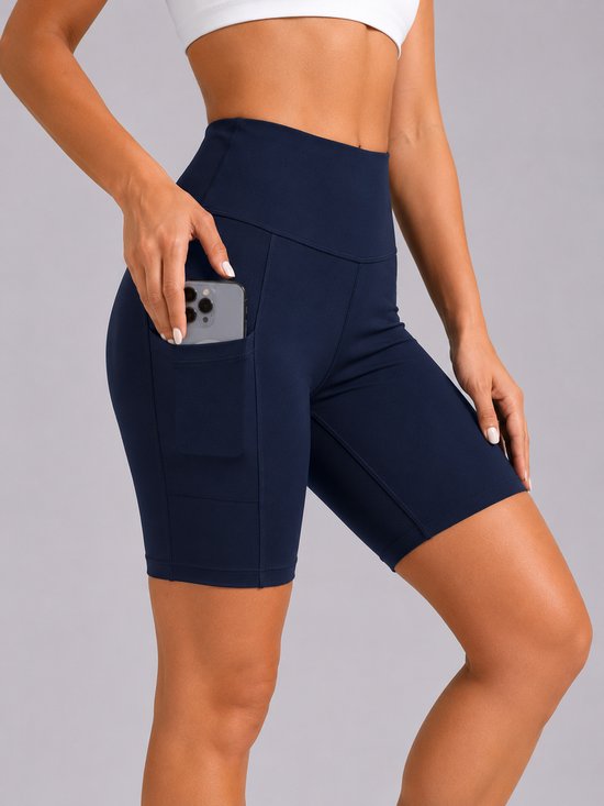 SparkNine Softflow korte sportbroek - met zakken - zachte stof - XS - blauw - dames short - half lang - fietsshort