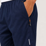 SparkNine Apex fitnesshort - sportbroek - met ritszakken - XL - blauw - functioneel - sneldrogend & ademend - elastische band met trekkoord