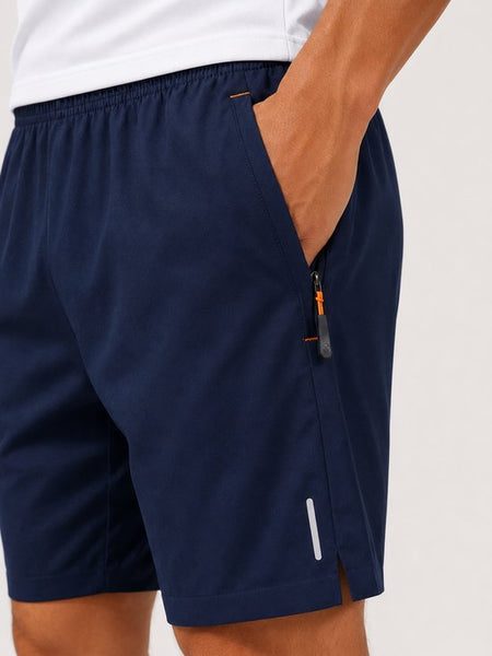 SparkNine Apex fitnesshort - sportbroek - met ritszakken - XL - blauw - functioneel - sneldrogend & ademend - elastische band met trekkoord