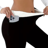 SparkNine Softwarm thermische legging - winterbroek - XXL - zwart - hoge taille - met zijzakken - warm & zacht