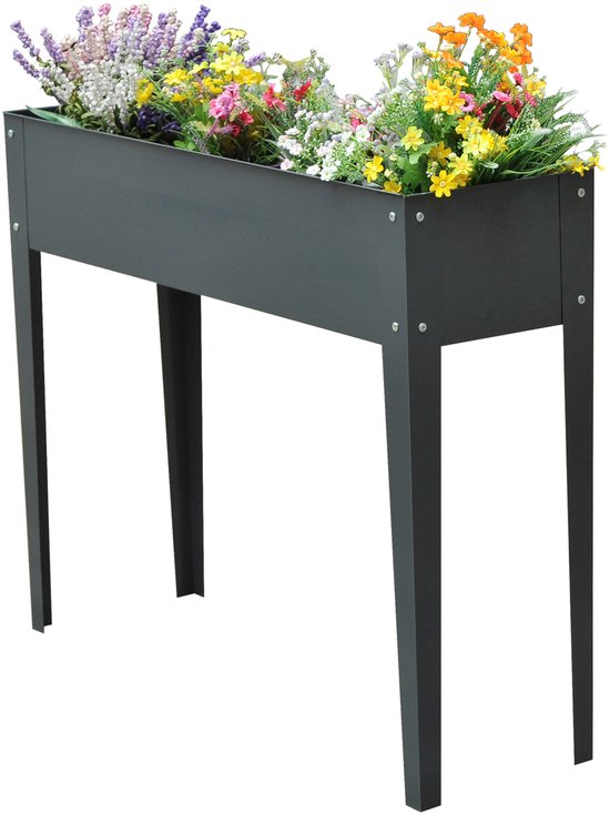4goodz Plantenbak Hoog Staal - Verhoogd 100x30x80cm - Antraciet