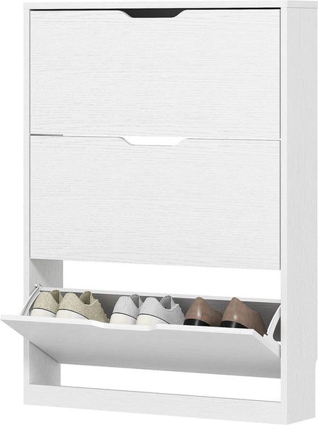 Schoenenkast 3-vaks voor 12 Paar Schoenen mt 47 - 17x80x108 cm - Wit