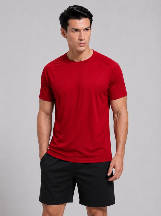 SparkNine Pulsegear sport t-shirt - heren - sneldrogend & ademend - XL - rood - lichtgewicht - ideaal voor trainen, rennen & fitness
