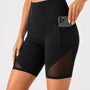 SparkNine Powermesh dames short - korte broek- fitness - stijlvolle mesh - met zakken - M - zwart - high-waist - ademend & squatproof