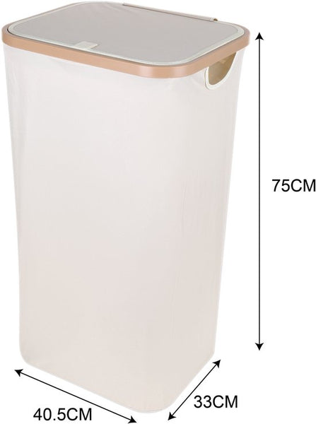 Wasmand met Deksel – Opvouwbare Wasmand – Wasbox 100L – Wassorteerder met Binnenzak – Beige – Voor Badkamer, Slaapkamer en Wasruimte