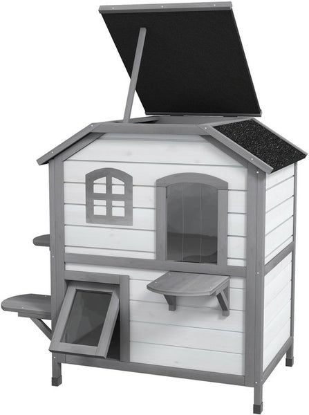 4goodz Kattenhuis 2 laags 78x55x91 cm - Grijs