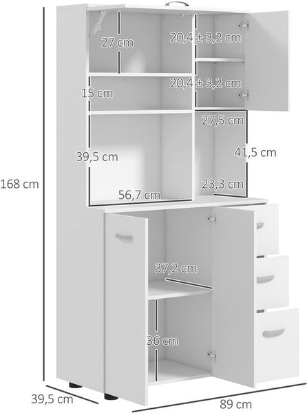 Tijdloze Keukenkast Voorraadkast Extra Groot 40x89x168 cm - Wit