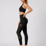 SparkNine Novabreeze sportlegging - dames - ademend - met zakken - stijlvol design - L - zwart - mesh panelen - met zakken - elastisch - squatproof