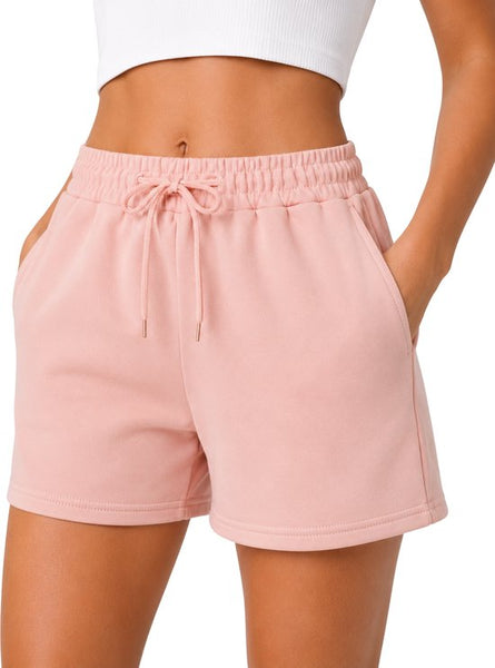SparkNine Pulse short dames - met trekkoord & zijzakken - zachte sportbroek - L - roze - elastische taille - ademend & comfortabel