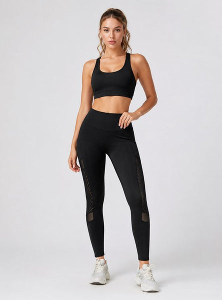 SparkNine Novabreeze sportlegging - dames - ademend - met zakken - stijlvol design - XL - zwart - mesh panelen - met zakken - elastisch - squatproof