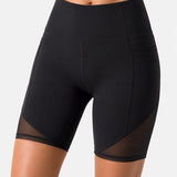SparkNine Powermesh dames short - korte broek- fitness - stijlvolle mesh - met zakken - M - zwart - high-waist - ademend & squatproof
