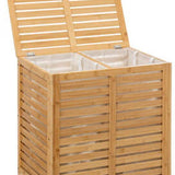 5Five® Sicela Bamboe Wasmand met 2 vakken - 110 liter - Bruin