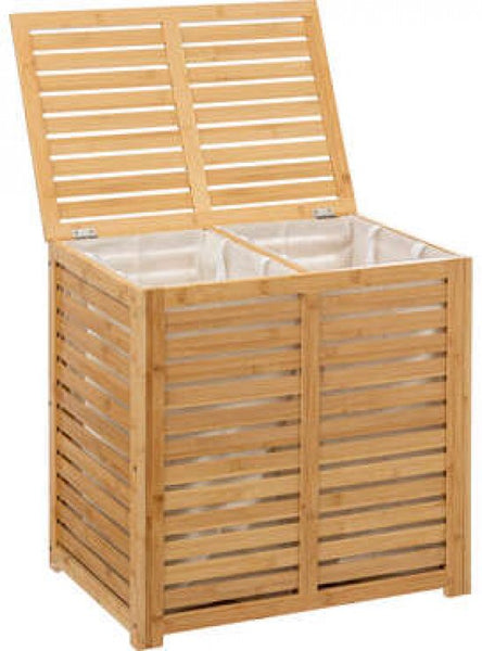 5Five® Sicela Bamboe Wasmand met 2 vakken - 110 liter - Bruin