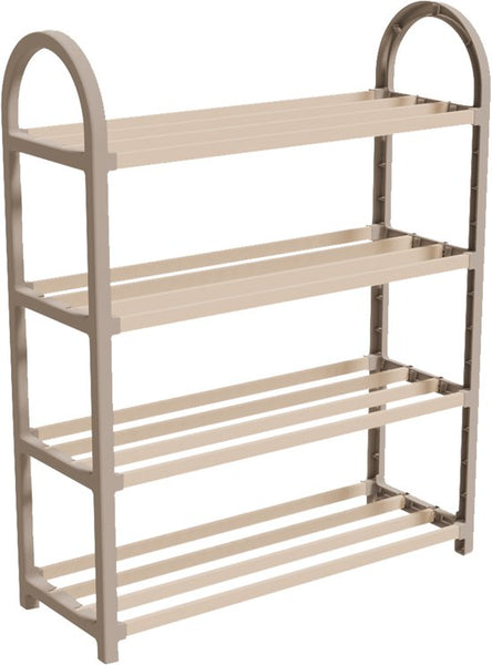 Fixwood Schoenenrek 4 Lagen – Beige - Ruimtebesparend Schoenenkast – Modern Design – Voor 12+ Paar Schoenen – Opbergsysteem Schoenenrek Hal, Slaapkamer of Woonkamer