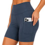 SparkNine Pace dames short - fitness - korte sportbroek - S - grijs - hoge taille - met zakken - elastisch - squatproof