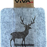 Onderzetters - Grijs met Eland - 4 stuks - Vilt - Dubbelzijdig - Tafelbeschermer - Onderzetters voor Glazen