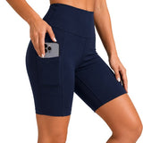 SparkNine Softflow korte sportbroek - met zakken - zachte stof - L - donkerblauw - dames short - half lang - fietsshort