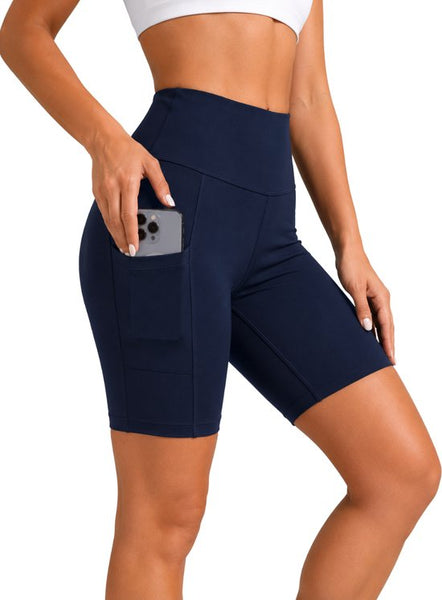 SparkNine Softflow korte sportbroek - met zakken - zachte stof - S - donkerblauw - dames short - half lang - fietsshort