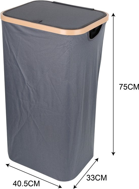 Wasmand met Deksel – Opvouwbare Wasmand – Wasbox 100L – Wassorteerder met Binnenzak – Zwart – Voor Badkamer, Slaapkamer en Wasruimte