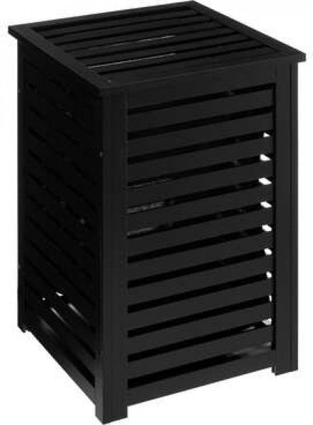 Zwarte Bamboe wasmand 65 Ltr met deksel en waszak 40x40x58 cm - Zwart