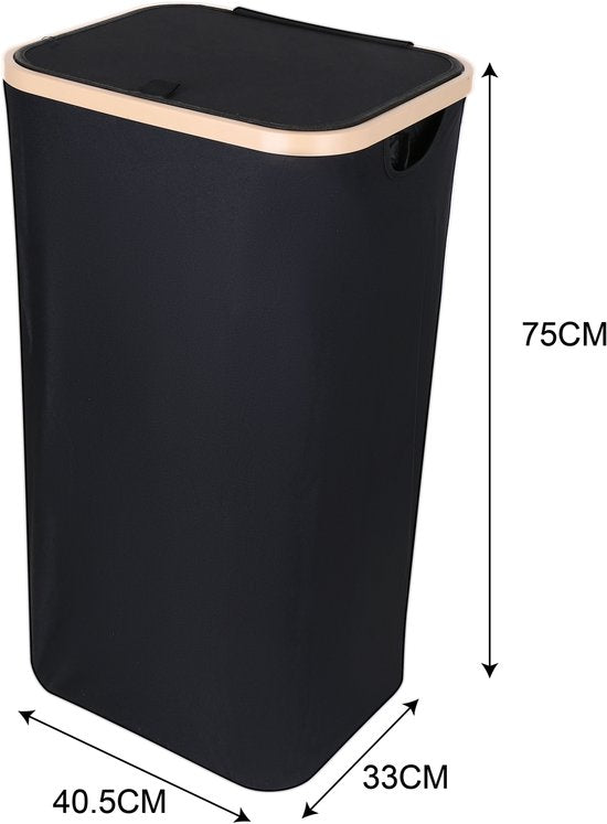 Wasmand met Deksel – Opvouwbare Wasmand – Wasbox 100L – Wassorteerder met Binnenzak – Beige – Voor Badkamer, Slaapkamer en Wasruimte